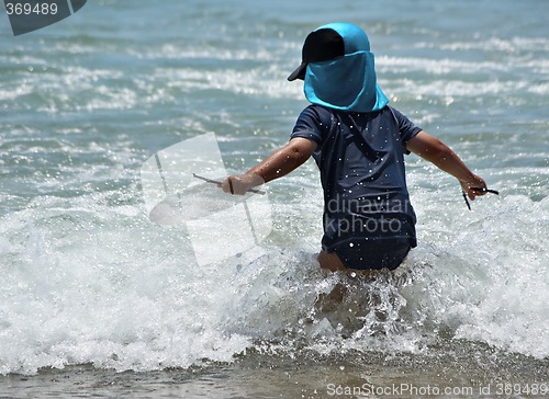 Image of boy in waves