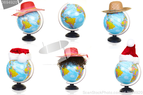 Image of The terrestrial globe and bonnets