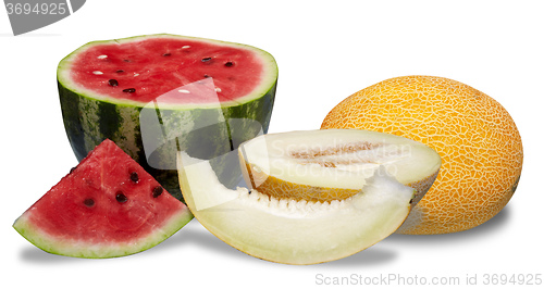 Image of Watermelon and melon isolated on white background