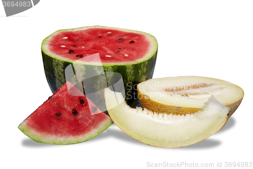 Image of Watermelon and melon isolated on white background
