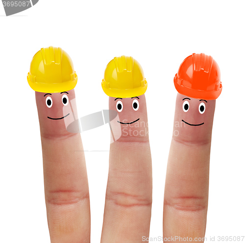 Image of Four fingers in helmet