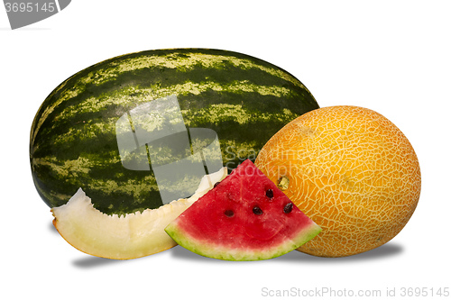 Image of Watermelon and melon isolated on white background