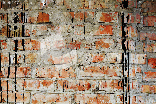Image of The ancient dirty brick wall
