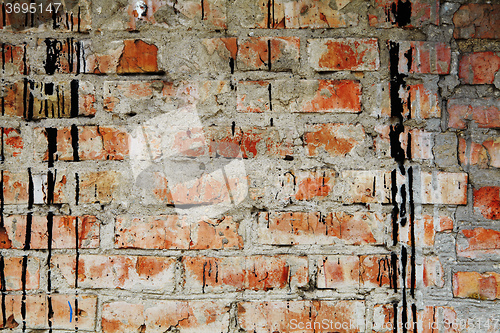 Image of The ancient dirty brick wall