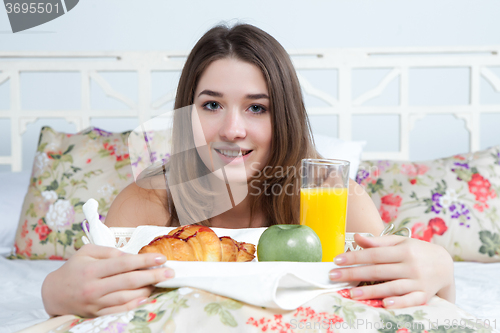 Image of The morning and breakfast of young beautiful girl