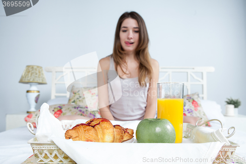 Image of The morning and breakfast of young beautiful girl