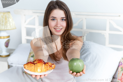 Image of The morning and breakfast of young beautiful girl