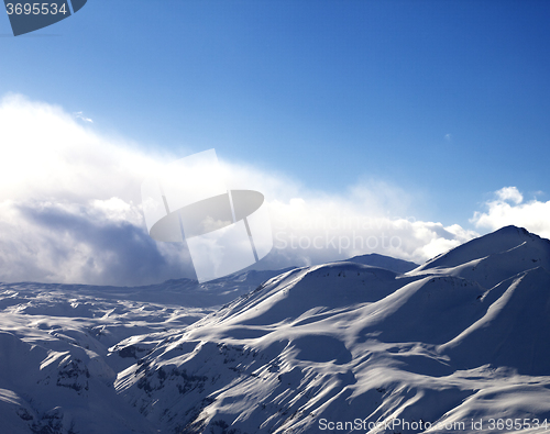 Image of Evening sunlight mountains in mist