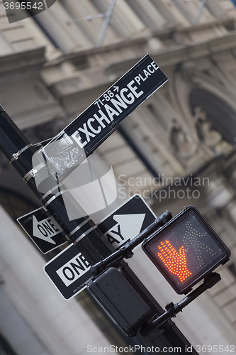 Image of Wall st. street sign, New York, USA.