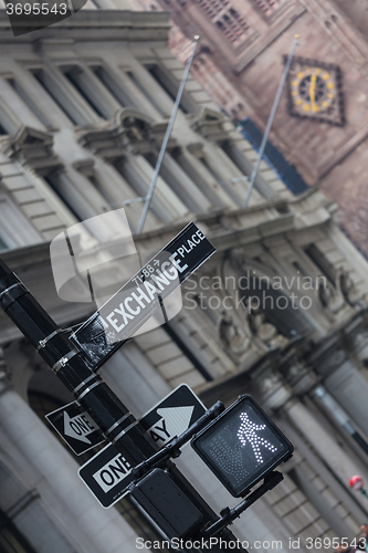 Image of Wall st. street sign, New York, USA.