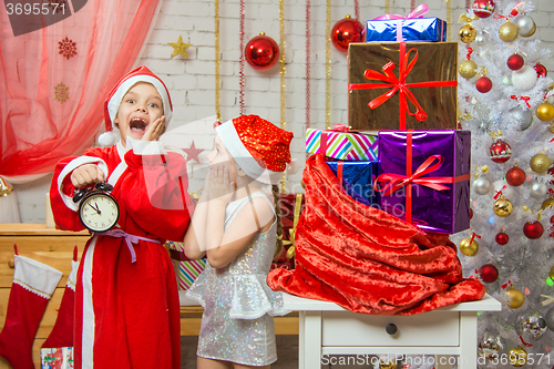 Image of Santa and deliver presents Assistant late New Years Eve