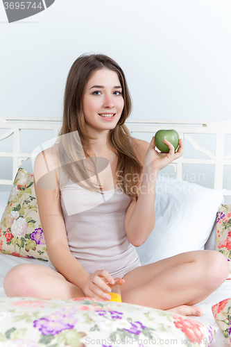 Image of The morning and breakfast of young beautiful girl