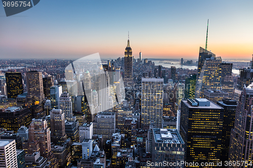 Image of New York City Manhattan downtown skyline.