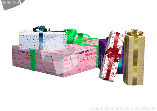 Image of Christmas Presents on White