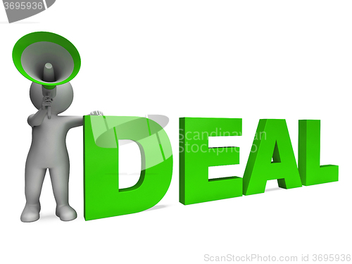 Image of Deal Character Shows Deals Agreement Contract Or Dealing