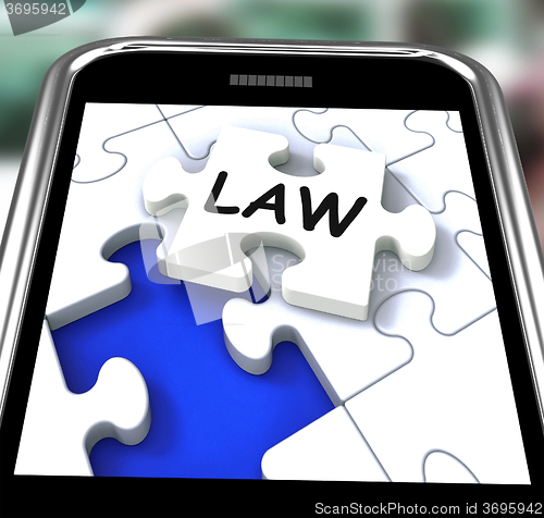 Image of Law Smartphone Shows Legal Information And Legislation On Intern