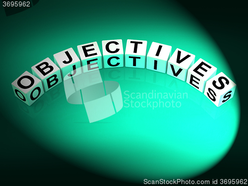 Image of Objectives Dice Show Motivation Aims and Goals