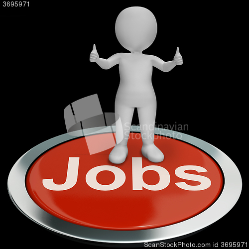 Image of Jobs Computer Button Shows Work And Career