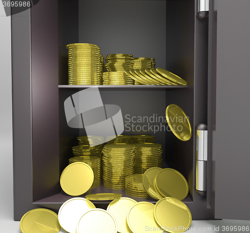 Image of Open Safe With Coins Showing Treasure Protection