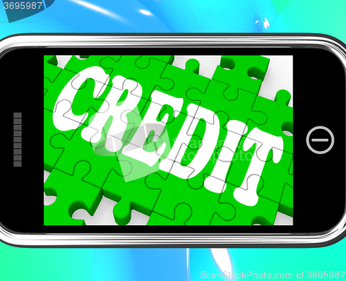 Image of Credit On Smartphone Shows Money Loan
