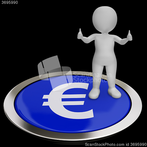 Image of Euro Symbol Button Shows Money And Investments