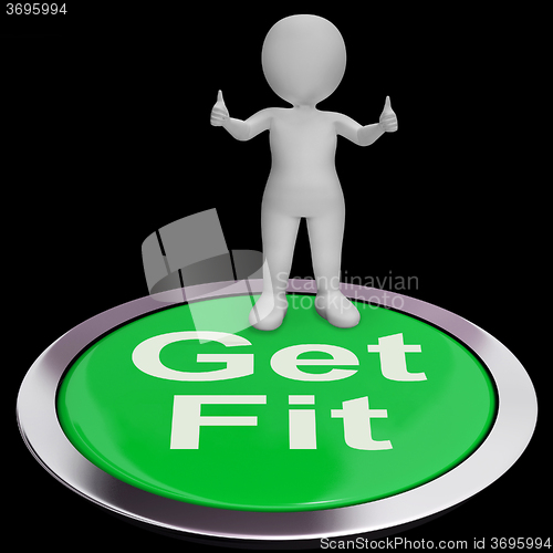 Image of Get Fit Button Shows Exercise And Working Out