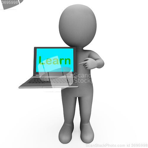 Image of Learn Character Laptop Shows Web Learn Or Studying