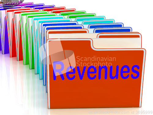 Image of Revenues Folders Mean Business Income And Earnings