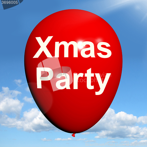 Image of Xmas Party Balloon Shows Christmas Festivity and Celebration