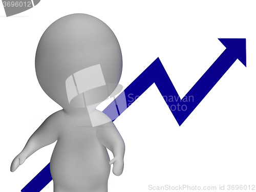 Image of Profit Increase Graph And 3d Character Shows Market Gains