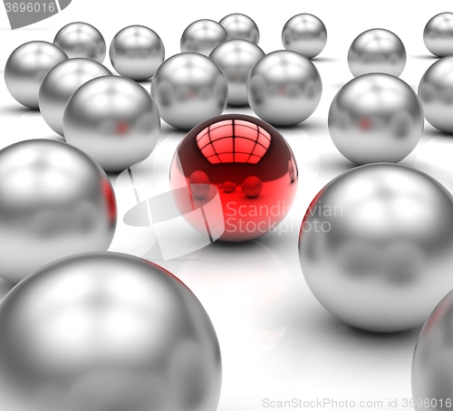 Image of Standing Out Metallic Balls Shows Leadership