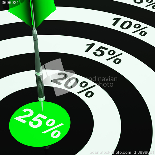 Image of 25 Percent On Dartboard Showing Won Reductions