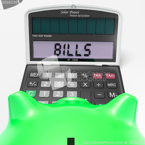 Image of Bills Calculator Shows Invoices Payable And Accounting