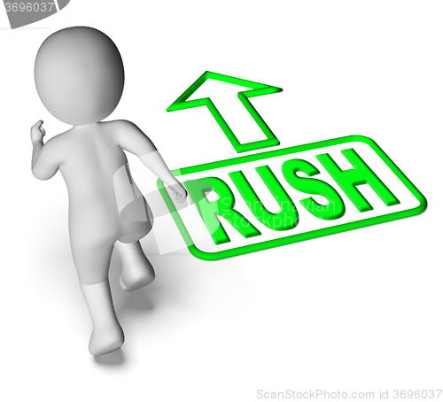 Image of Rush And Running 3D Character Shows Urgent Hurry Priority