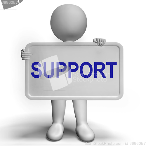 Image of Support On Sign Showing Customer Help And Advice