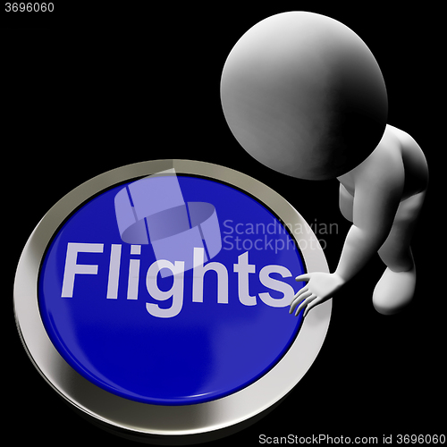 Image of Flights Button For Overseas Vacation Or Holidays