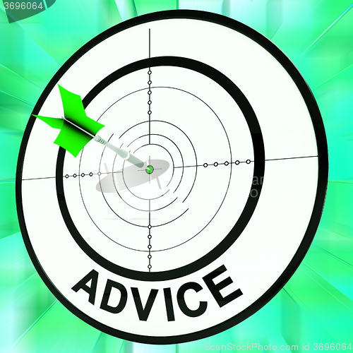 Image of Advice Target Shows Information Faq And Assistance
