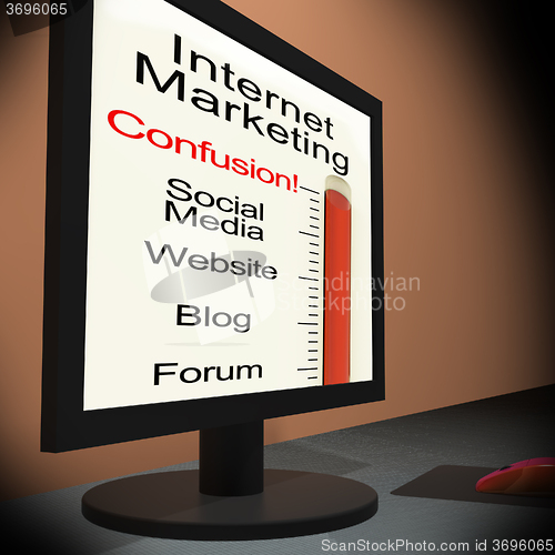 Image of Internet Marketing On Monitor Showing Emarketing Confusion