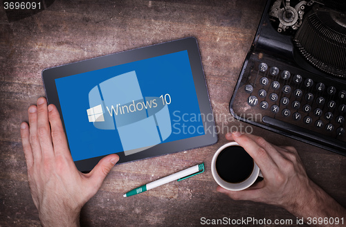 Image of HEERENVEEN, NETHERLANDS, June 6, 2015: Tablet computer with Wind