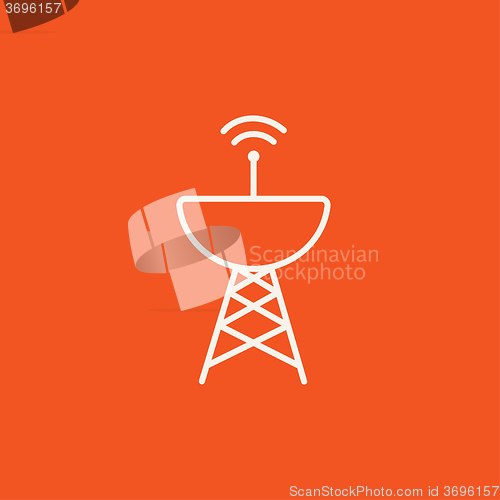 Image of Radar satellite dish line icon.