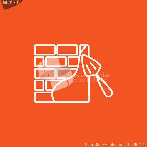 Image of Spatula with brickwall line icon.