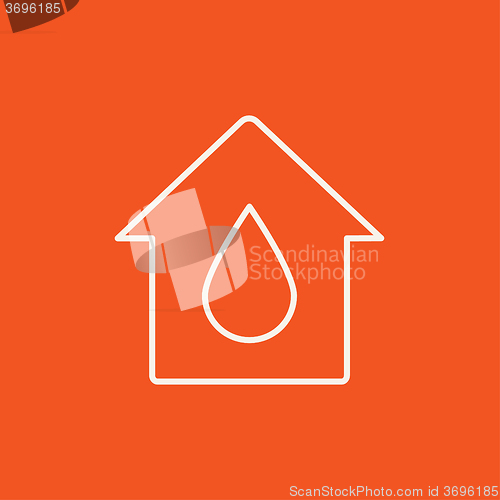 Image of House with water drop line icon.