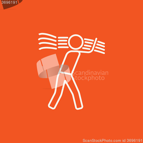 Image of Man carrying wheat line icon.
