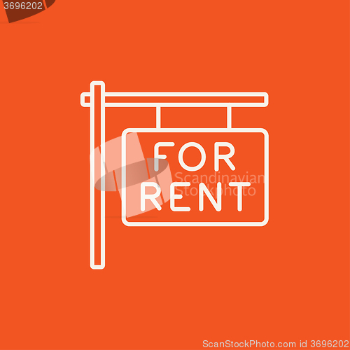 Image of For rent placard line icon.