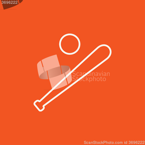 Image of Baseball bat and ball line icon.