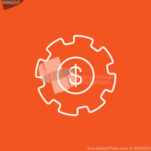 Image of Gear with dollar sign line icon.