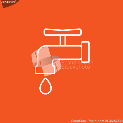 Image of Faucet with water drop line icon.
