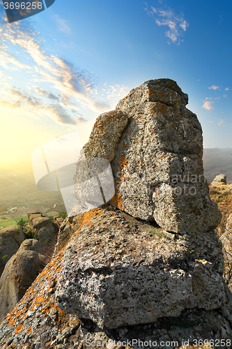 Image of Big rock and sunlight