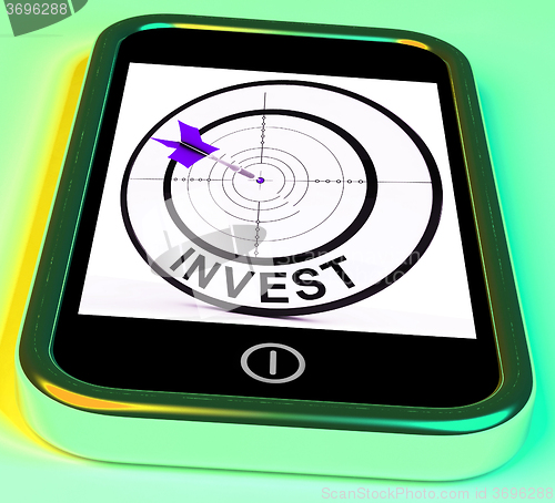 Image of Invest Smartphone Shows Investors And Investing Money Online