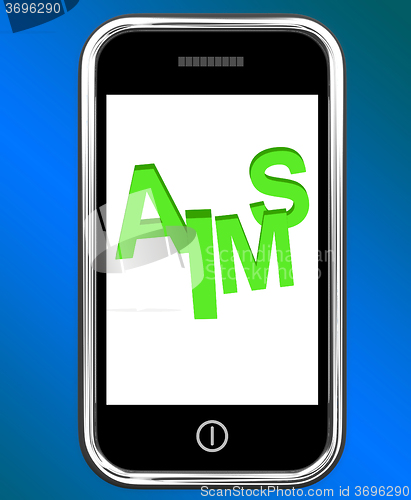 Image of Aims On Smartphone Shows Targeting Purpose And Aspiration